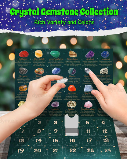 Crystal Advent Calendar 2025, 24 Kinds of Crystals and Geographic Gemstone Rock Advent Calendar 2025 Adult, Kids, Boys, Girls, Teen Girls, Women Healing Crystal Christmas Advent Calendar
