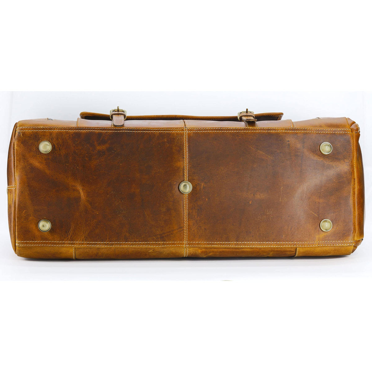 KomalC Leather Duffle Bags for Men and Women Travel Overnight Weekend sports bag holdall Gym Duffel for Men (Distressed Tan, 28 Inch)