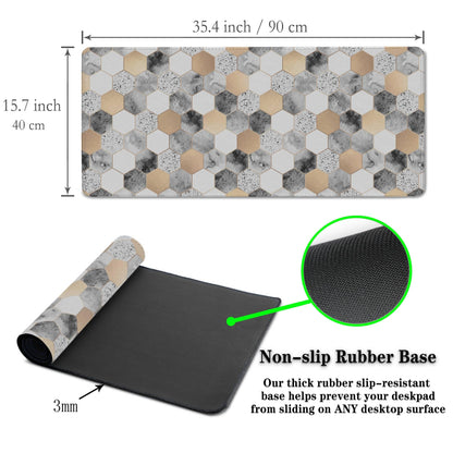 Samgula XXL Mouse Pad Desk Mat Large Gaming Mouse Pads Computer Mats 900X400 Mousepad Non-Slip Rubber Base Waterproof with Stitched Edges 35.4" X 15.7" for Game Office, Geometric Abstract