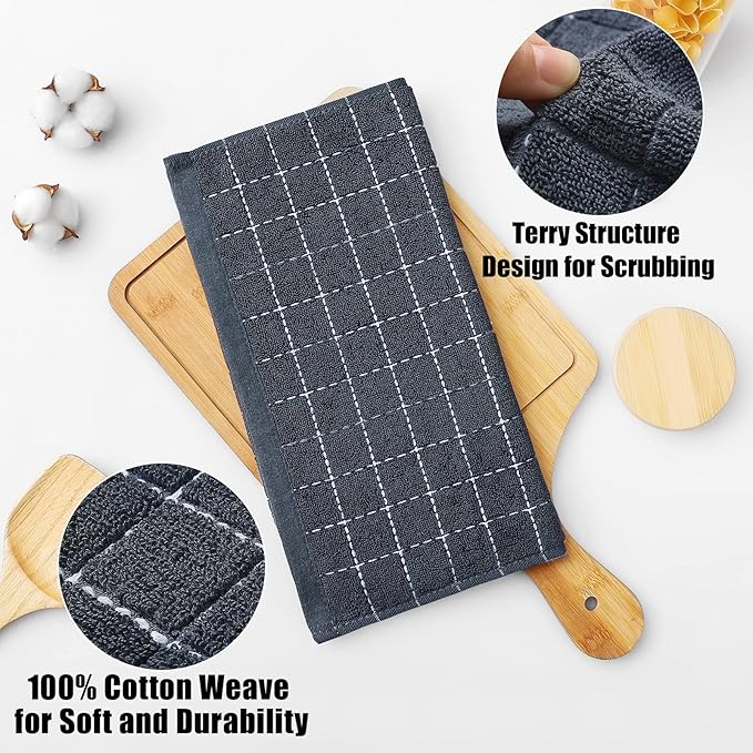 Homaxy 100% Cotton Terry Kitchen Dish Cloths, Ultra Soft and Absorbent Dish