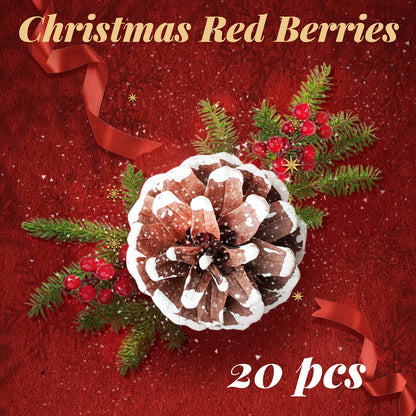24 Pcs Artificial Red Berry Stems,7.9 Inch Christmas Berries Picks for DIY Crafts,Christmas Tree,Wreath,Berry Branch for Wedding Home and Party Decor
