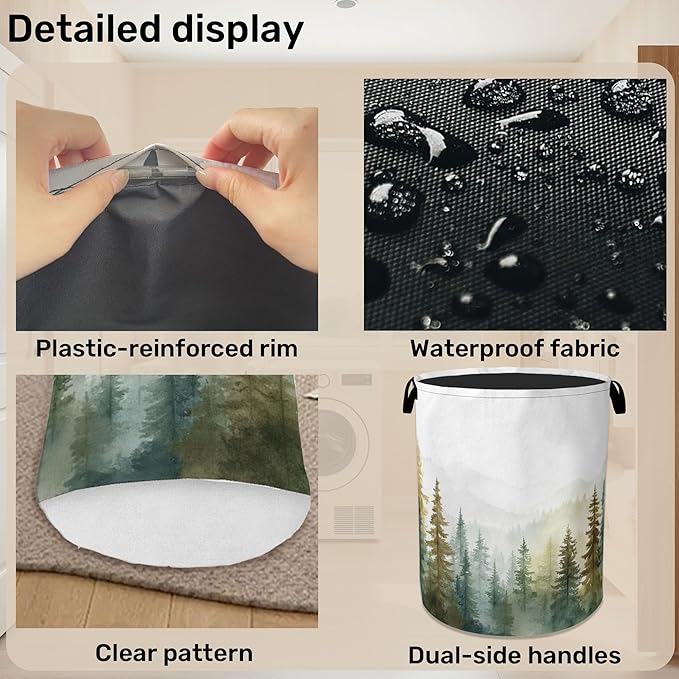 Misty Forest Green Foldable Laundry Hamper
