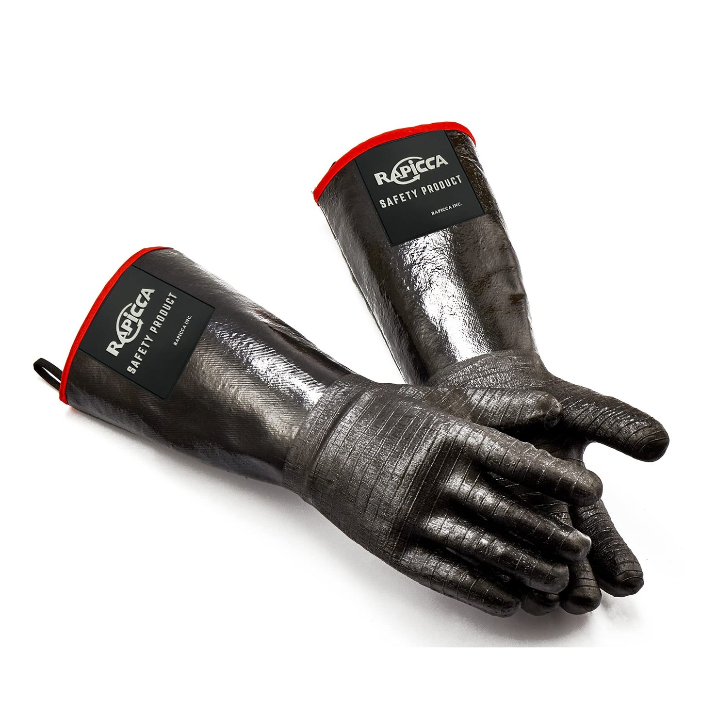 RAPICCA 932°F Heat Resistant BBQ Grill Gloves: Oil Resistant Waterproof for Smoking Grilling Cooking Barbecue Deep Frying Turkey Rotisserie Handling Hot Greacy Meat Stocking Stuffers - Long Sleeve