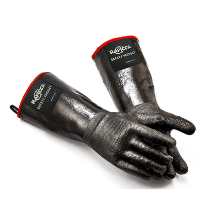 RAPICCA 932°F Heat Resistant BBQ Grill Gloves: Oil Resistant Waterproof for Smoking Grilling Cooking Barbecue Deep Frying Turkey Rotisserie Handling Hot Greacy Meat Stocking Stuffers - Long Sleeve