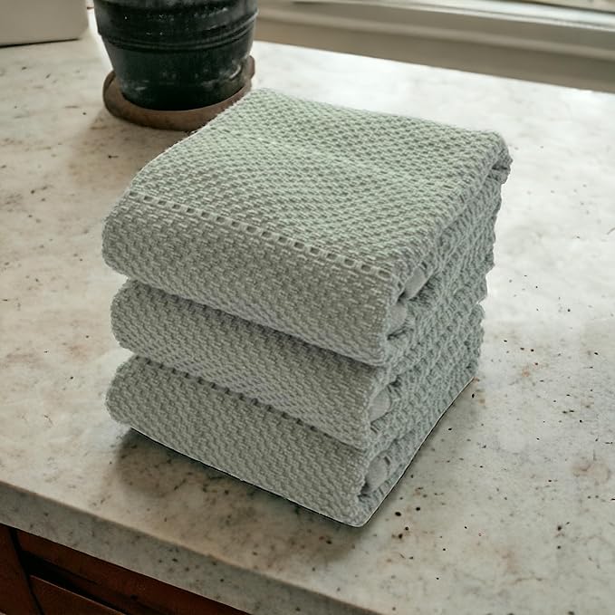 Serafina Home Sage Green Kitchen Dish Towels: 100% Cotton Cloth Soft Cleaning
