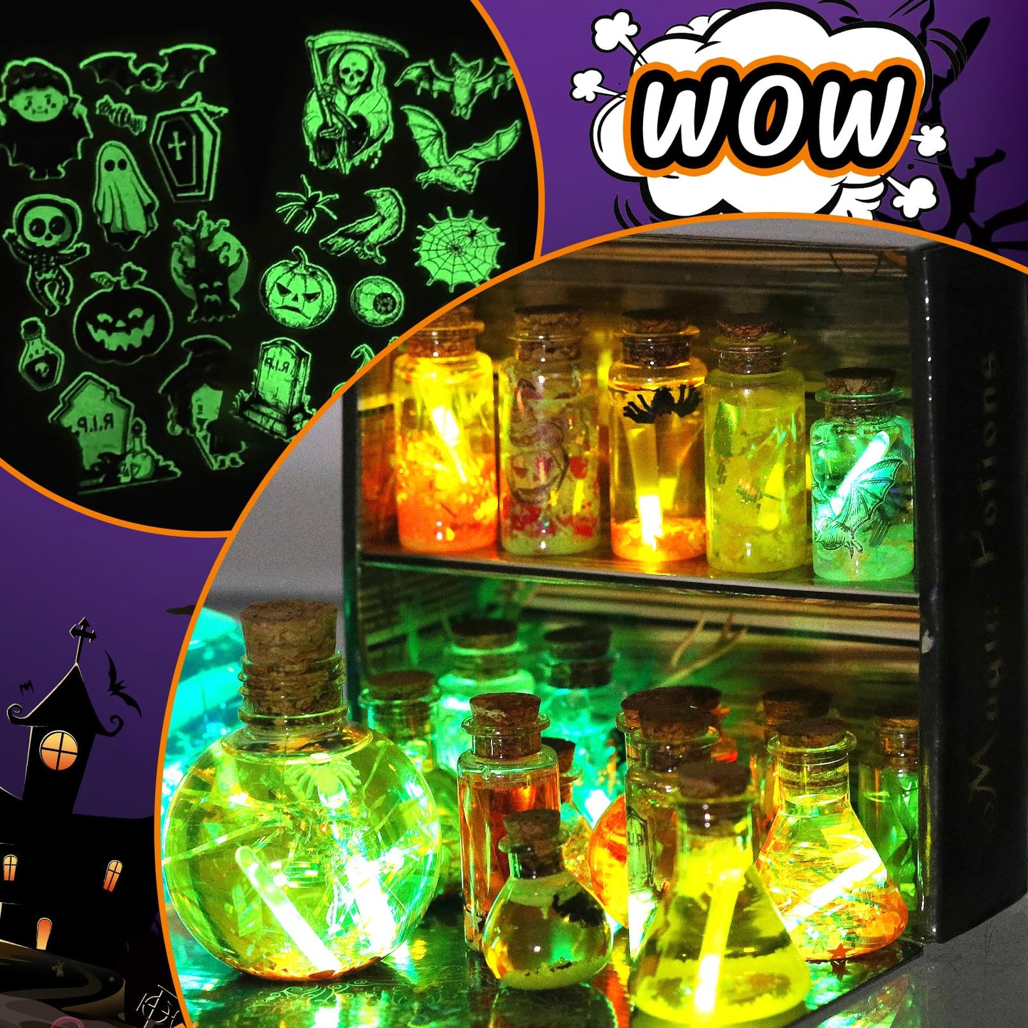 LDomet Magic Potions Craft Kit for Kids - Mix 20 Glow Witch Bottles, Fairy Magic Potions Making Kit - Christmas Decorations Birthday Gifts for Girls Boys 6 7 8 9 10+