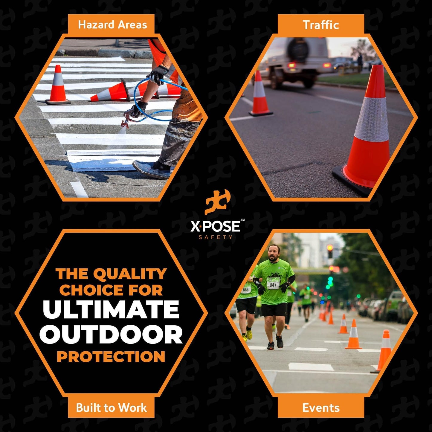 Xpose Safety 18" Orange Traffic Cones 6" Collar - Bulk Half Pallet 450 Pack Multipurpose PVC Plastic Safety Cone for Parking, Soccer, Caution, Kids, and Construction - Custom Stenciling Available