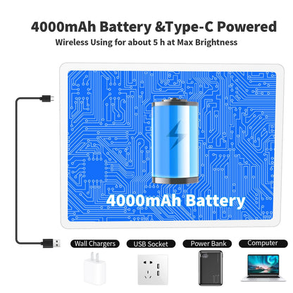 Elice Rechargeable A4 Light Pad with Carry Bag, Magnetic LED Light Board with Physical Button, Super Bright Diamond Art Light Pad, Ultra-Thin Light Box for Tracing, Weeding, Diamond Painting -White