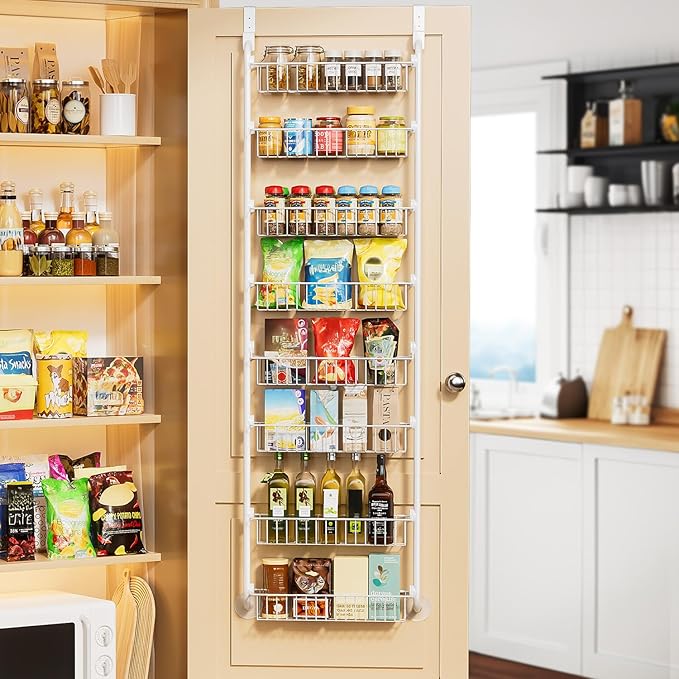 Delamu Over The Door Pantry Organizer, 8-Tier Metal Pantry Door Organization