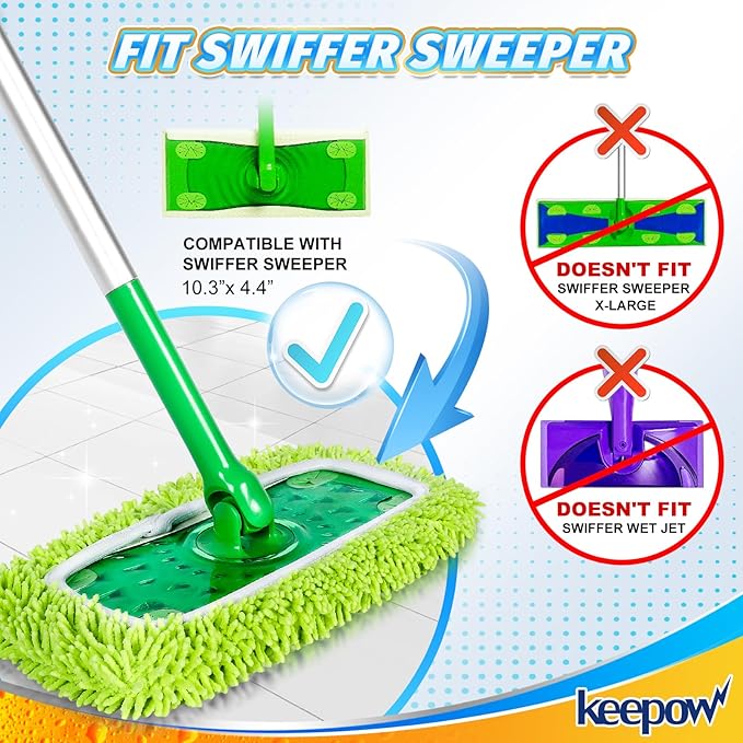 KEEPOW Reusable Dry Sweeping/Wet Mopping Cloths Compatible