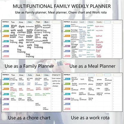POPRUN Magnetic Weekly Family Planner Whiteboard Calendar for Fridge, A3 Meal Planner Board,Chores Chart for Family and Kids, Fridge Calendar Monday to Sunday, Dry Erase Board for Menu,Memo 43 x 28 cm