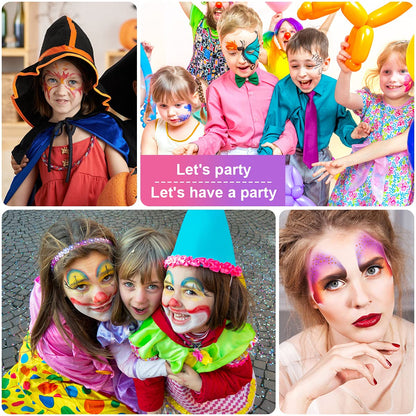 URAQT Face Paint Kit, 15 Color Face Painting Palette with 2 Brushes 32 Stencils, Washable Face Paints Safe Body Paint for Adults Kids Halloween Party Carnival, Makeup Paint Non-Toxic to Use