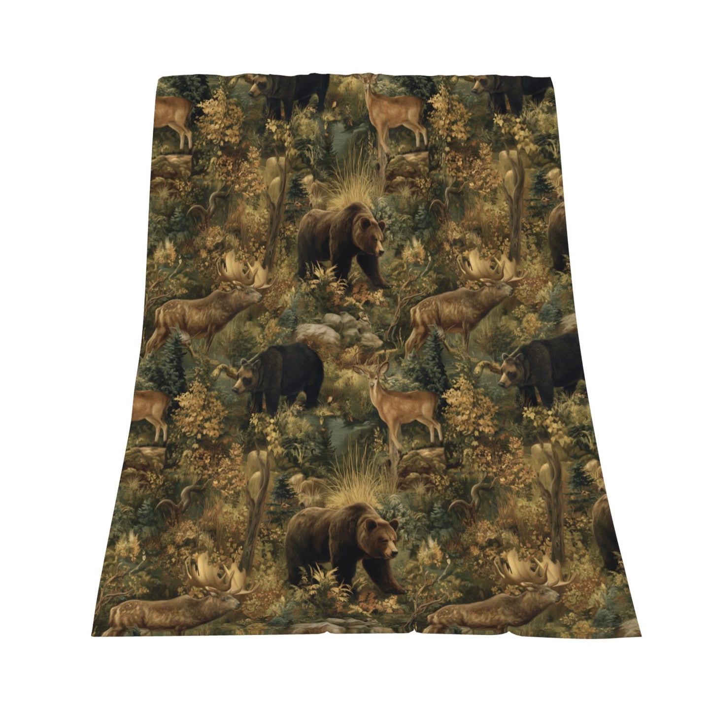 Forest Animals Deer Flannel Throw Blanket Soft Cozy Blanket for Living Room Couch Sofa Bed 50 x 60 Inches