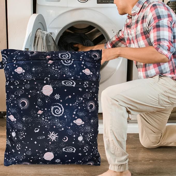 2pcs Travel Waterproof Laundry Bag, Cloth Diaper Wet Dry Bags