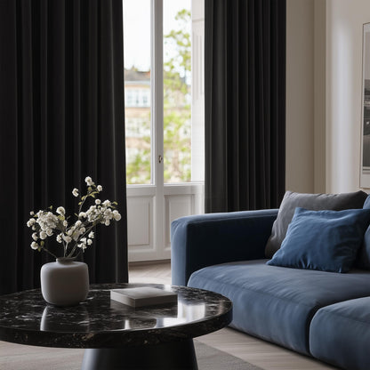 Deconovo Black Curtains Bedroom 52 x 84 Inch Thermal Insulated Energy Saving Eyelet Blackout Curtains for Living Room Black 1 PAIR