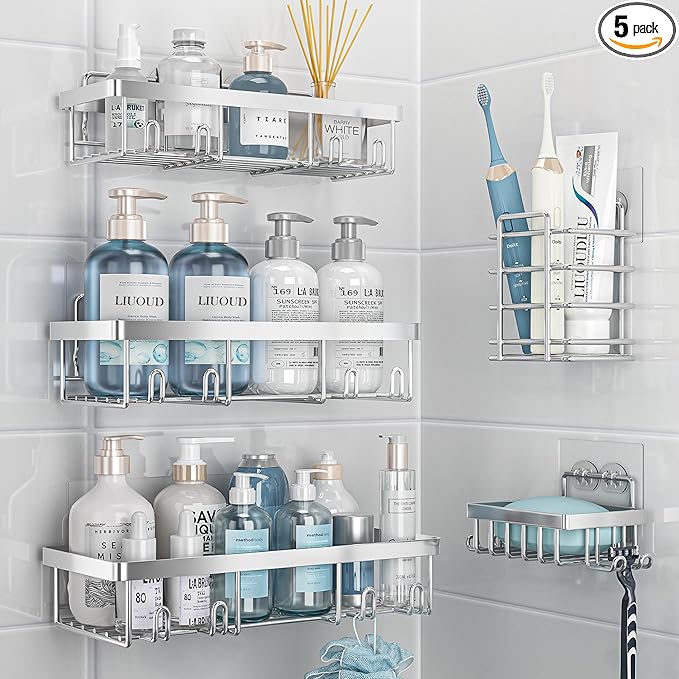 5 Pack Shower Caddy Organizer Rack Shelf