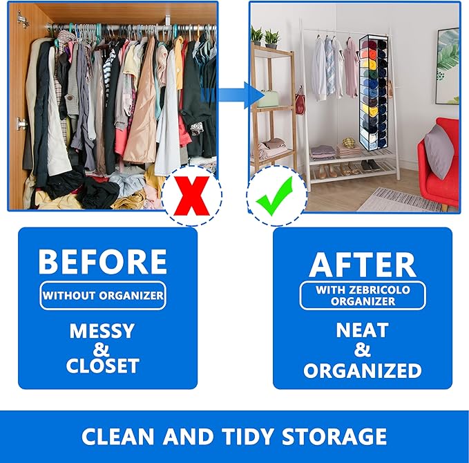 Closet Organization, 24 Section Hanging Closet Organizer, Space Saving