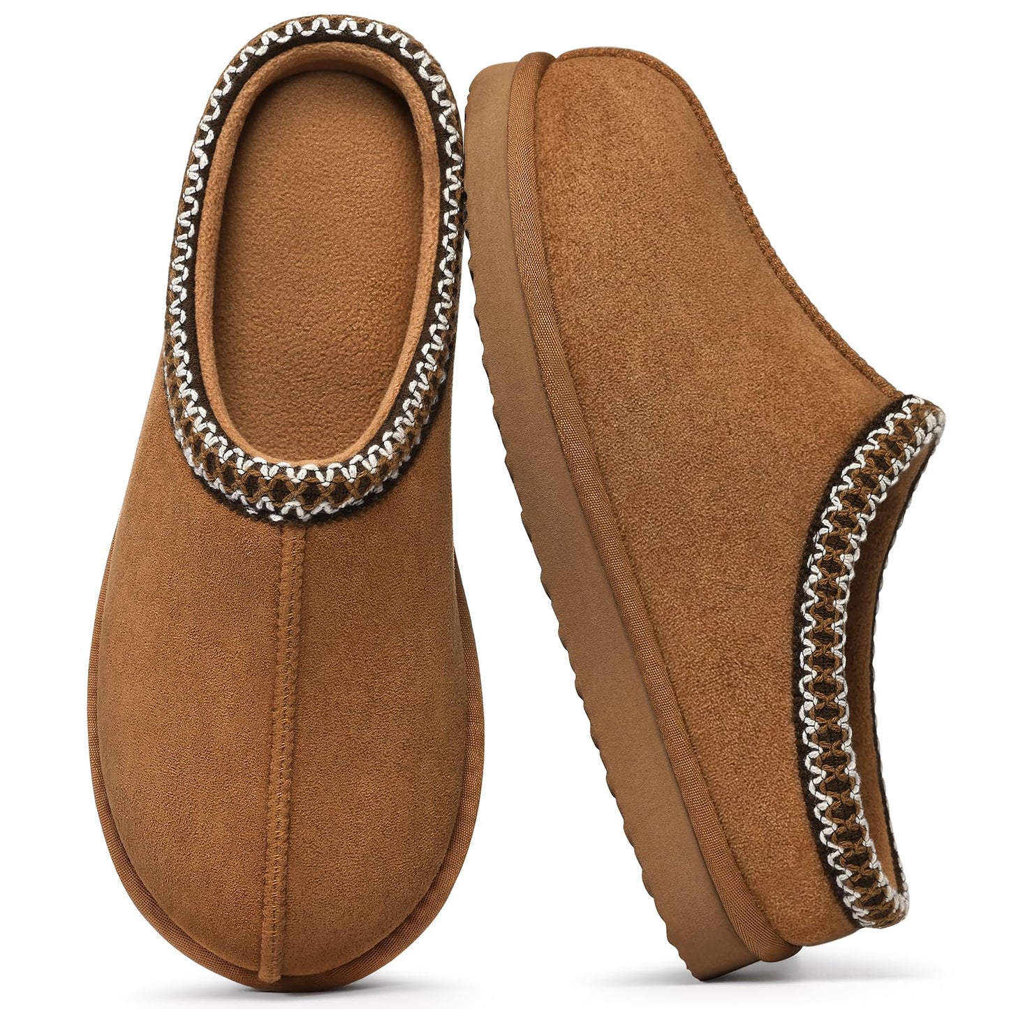Litfun Memory Foam Slippers for Women Men Cozy Warm House Shoes Indoor and Outdoor, Chestnut 42/43