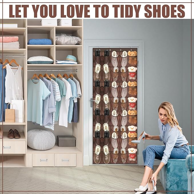 Windyun 40 Over the Door Shoe Organizer Large Breathable Mesh Pockets Hanging
