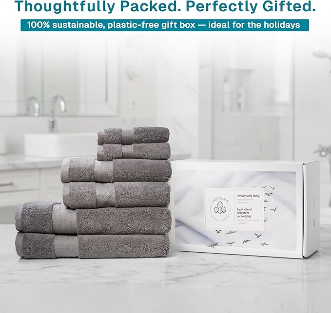 Fabdreams 100% Organic Cotton Bath Towel Set of 6 700 GSM Hotel Premium Plush