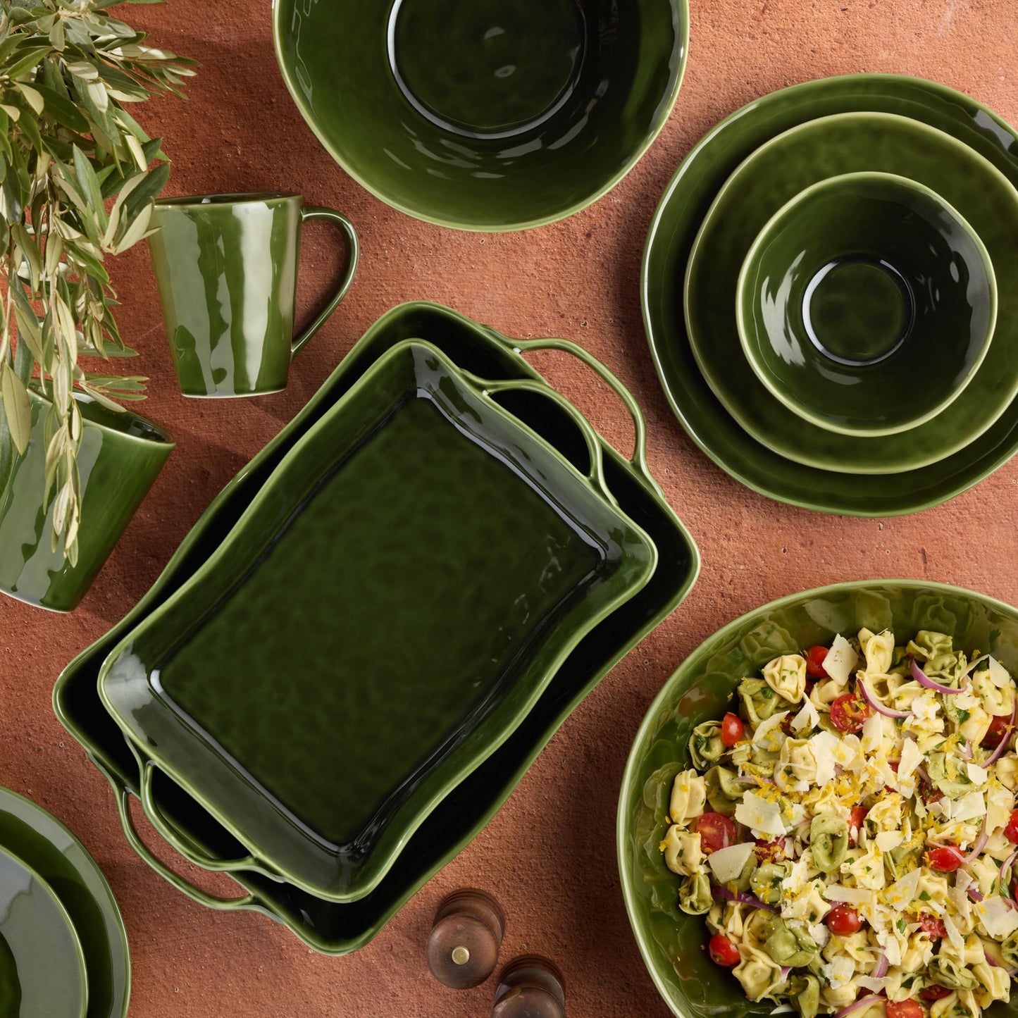 Verde Deep Stoneware Bowl 10.5 x 4.5 Inches - 88 oz, Perfect for Salads, Soups, and Serving