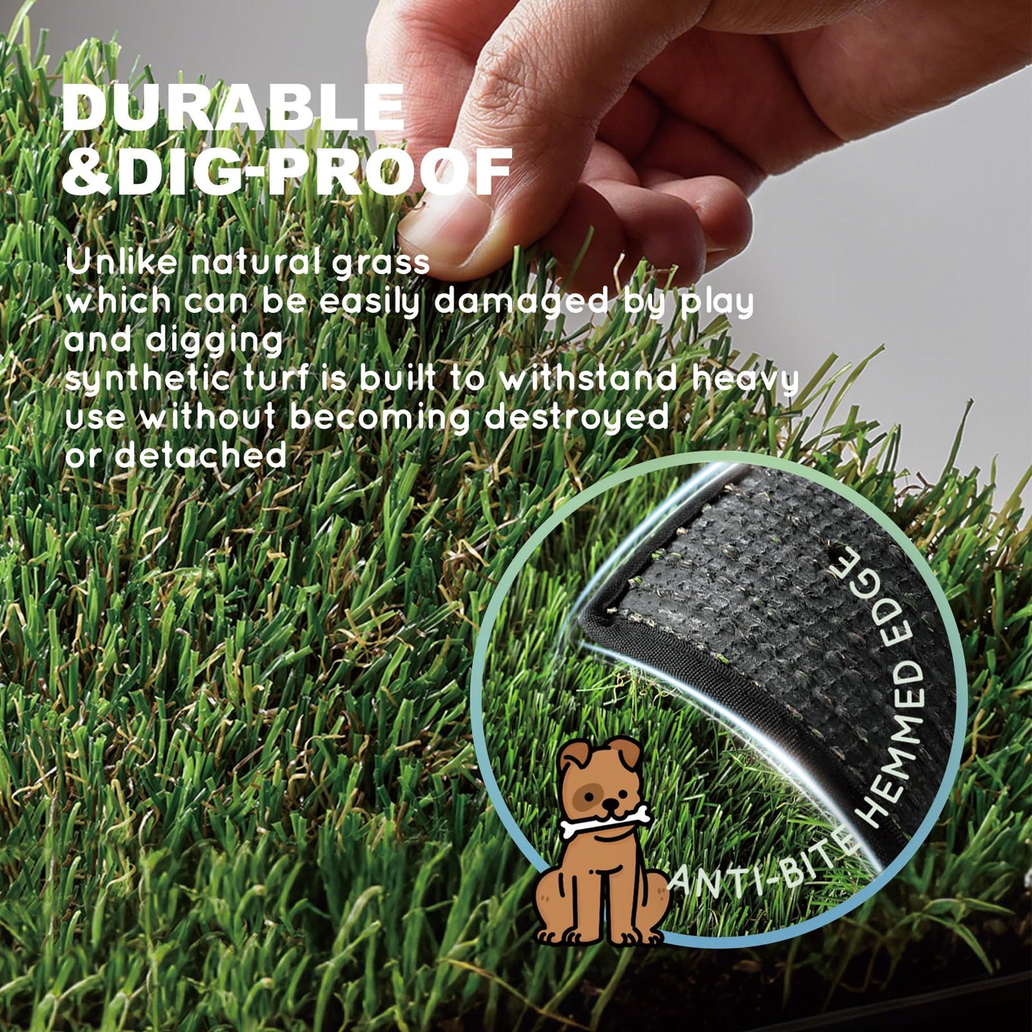 HQ4us Dog Grass pad with Tray Large Dog Litter Box Toilet 34”×23”, 2×Artificial Grass for Dogs,Pee pad, Realistic, Bite Resistance Turf, Less Stink, Potty for Balcony,