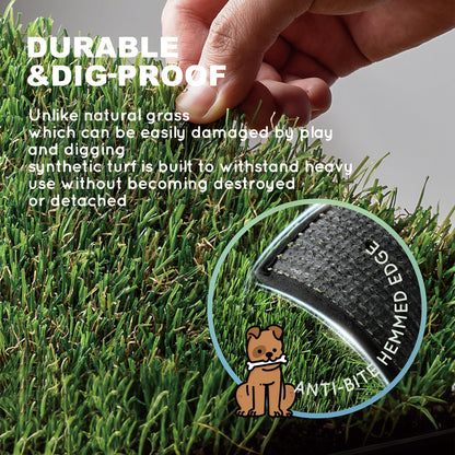 HQ4us Dog Grass pad with Tray Large Dog Litter Box Toilet 34”×23”, 2×Artificial Grass for Dogs,Pee pad, Realistic, Bite Resistance Turf, Less Stink, Potty for Balcony,