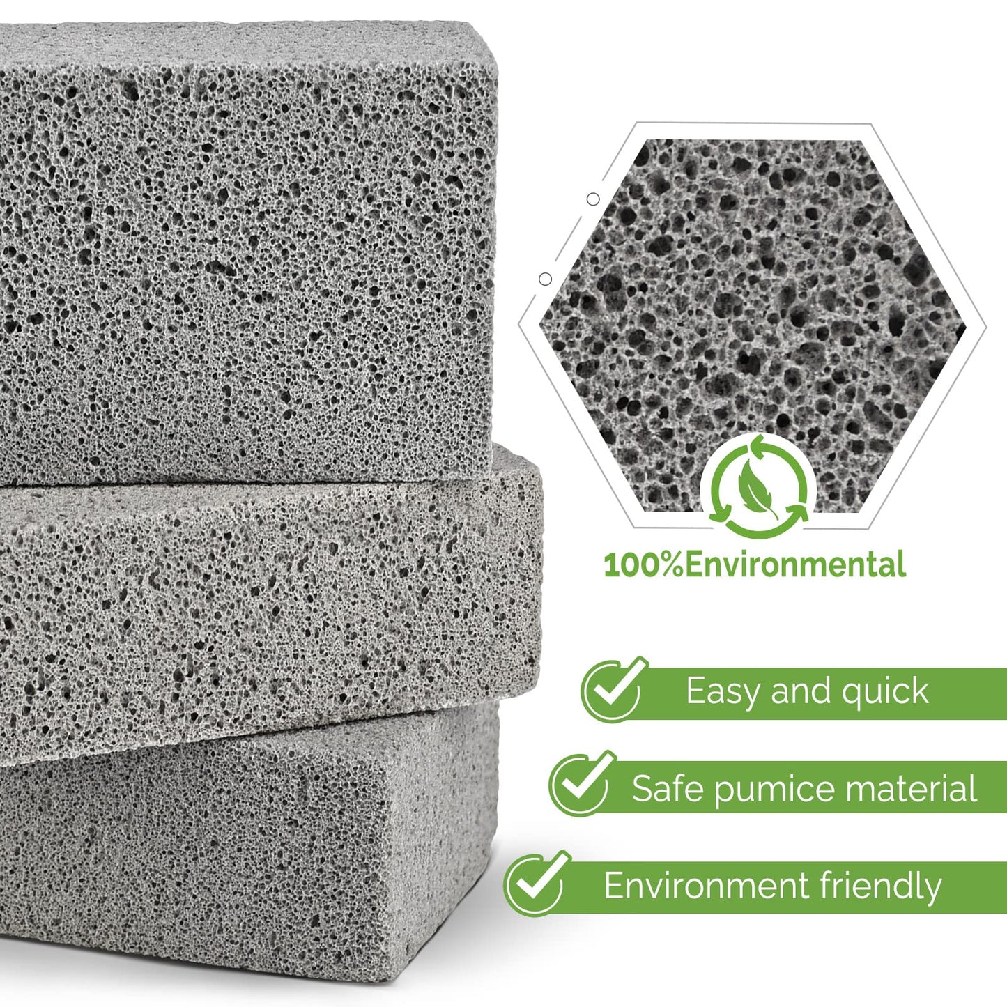 Maryton Grill Stone Cleaning Brick - Griddle Grills Cleaning Kit Block Pumice Stone for Removing Stains BBQ Grease, 3 Count