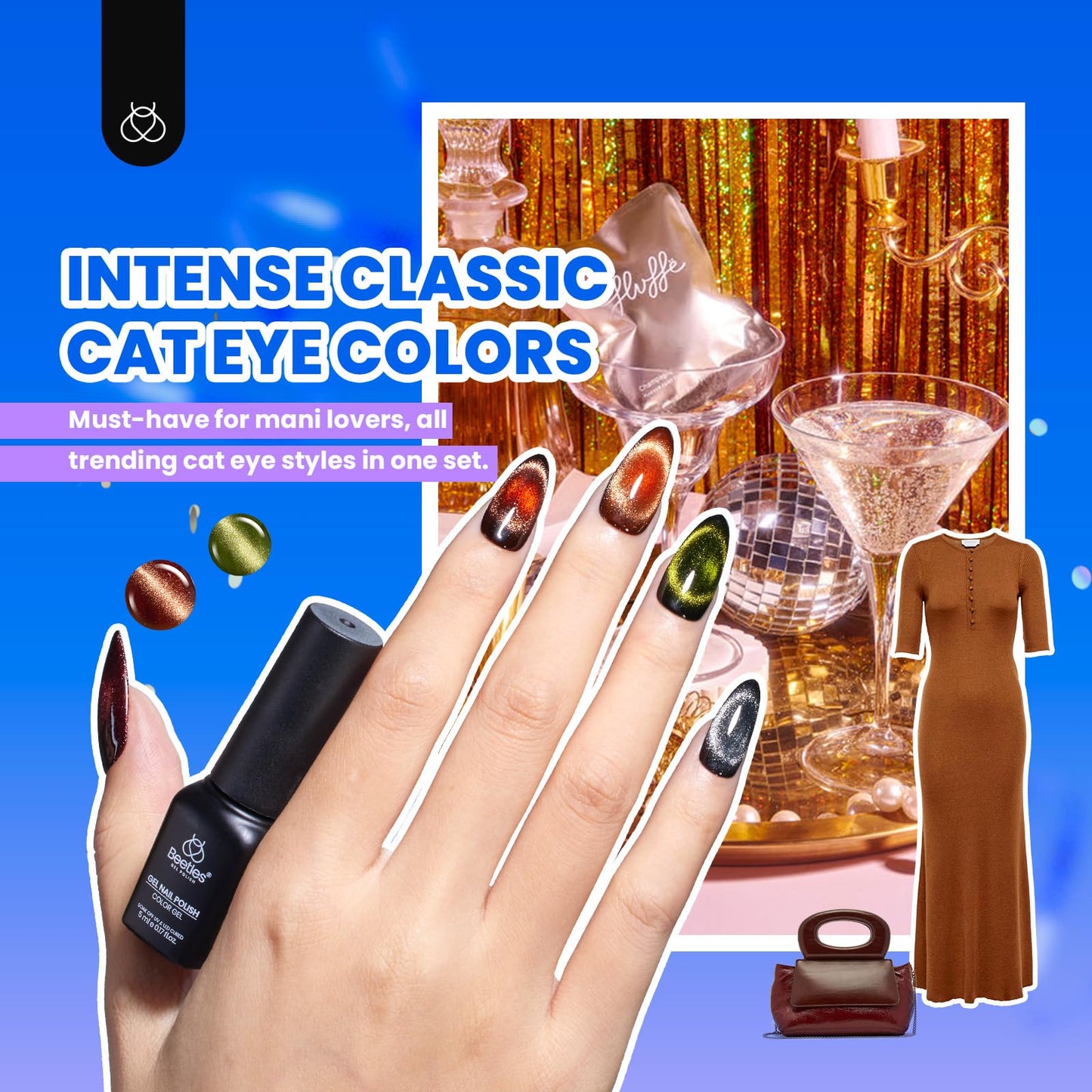 Beetles Gel Nail Polish Kit with U V Light - 80Pcs Fall Nail Fest Color Enchantment 55 Colors Gel Polish Starter Kit with Base Top Coat DIY Nails Stickers Manicure Tools Gift for Women Teens Girls