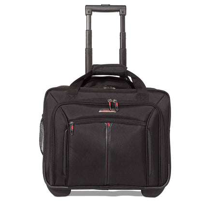 Aerolite Ryanair Priority Boarding, Easyjet Plus, BA, WizzPriority, Jet2 Approved Rolling Padded Laptop Case Bag 2 Wheels - Fits up to 15.6", Business Trolley Hand Cabin Luggage Case (Black x2)