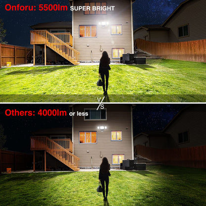 Onforu 55W Security Light with Motion Sensor, LED Wall Light Outdoor, IP65 Waterproof PIR Exterior Floodlight, 5000lm Super Bright 6500K Daylight White Flood Light for Garden, Garage, Patio