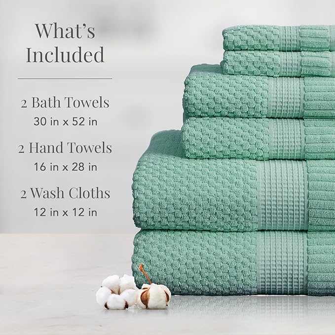 NY Loft 100% Cotton Towel Set 6 Piece | Super Soft & Absorbent Quick-Dry 2 Bath