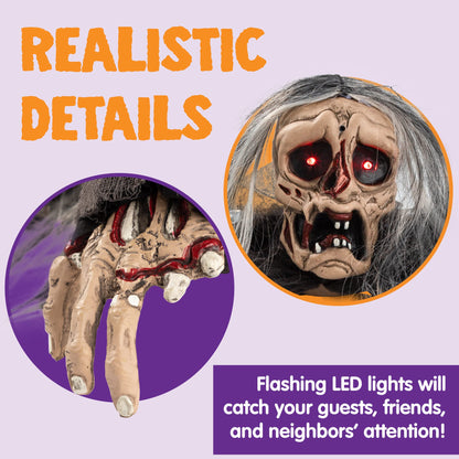 JOYIN Halloween Zombie Decoration Outdoor, Groundbreaker Halloween Outside Decor, Scary Zombies Props with Glowing Eyes and Sound for Graveyard Haunted House Lawn Yard Garden Decoration