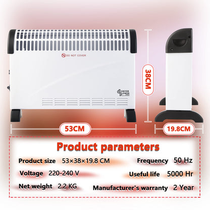 DONYER POWER Convector Radiator Heater 2000W Room Heating with Adjustable Thermostat