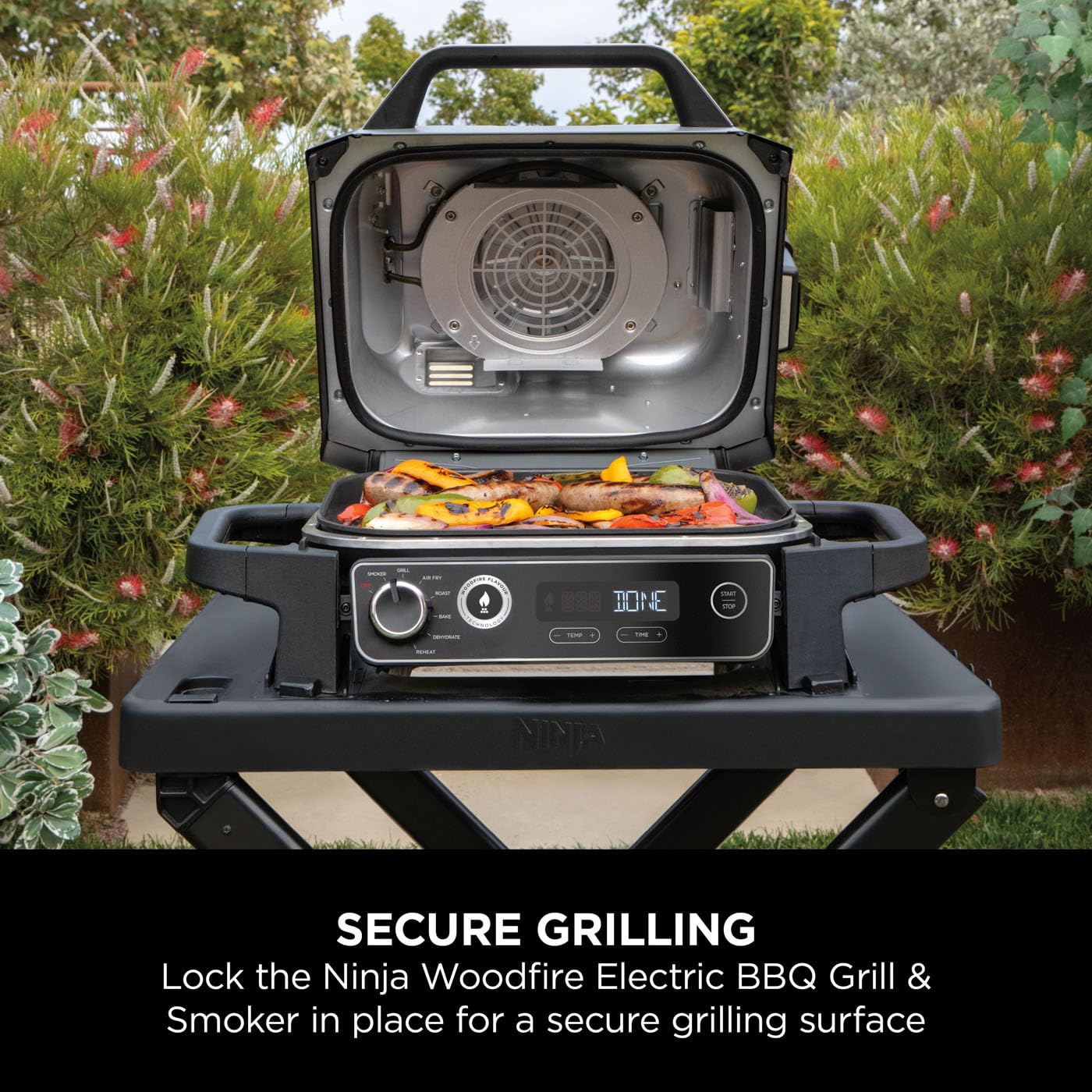 Ninja Woodfire Folding Grill Stand, Compatible with Ninja Woodfire Electric Outdoor BBQ Grill (OG700 Series), Official Accessory, Black/Grey XSKGRLLSTDEUK