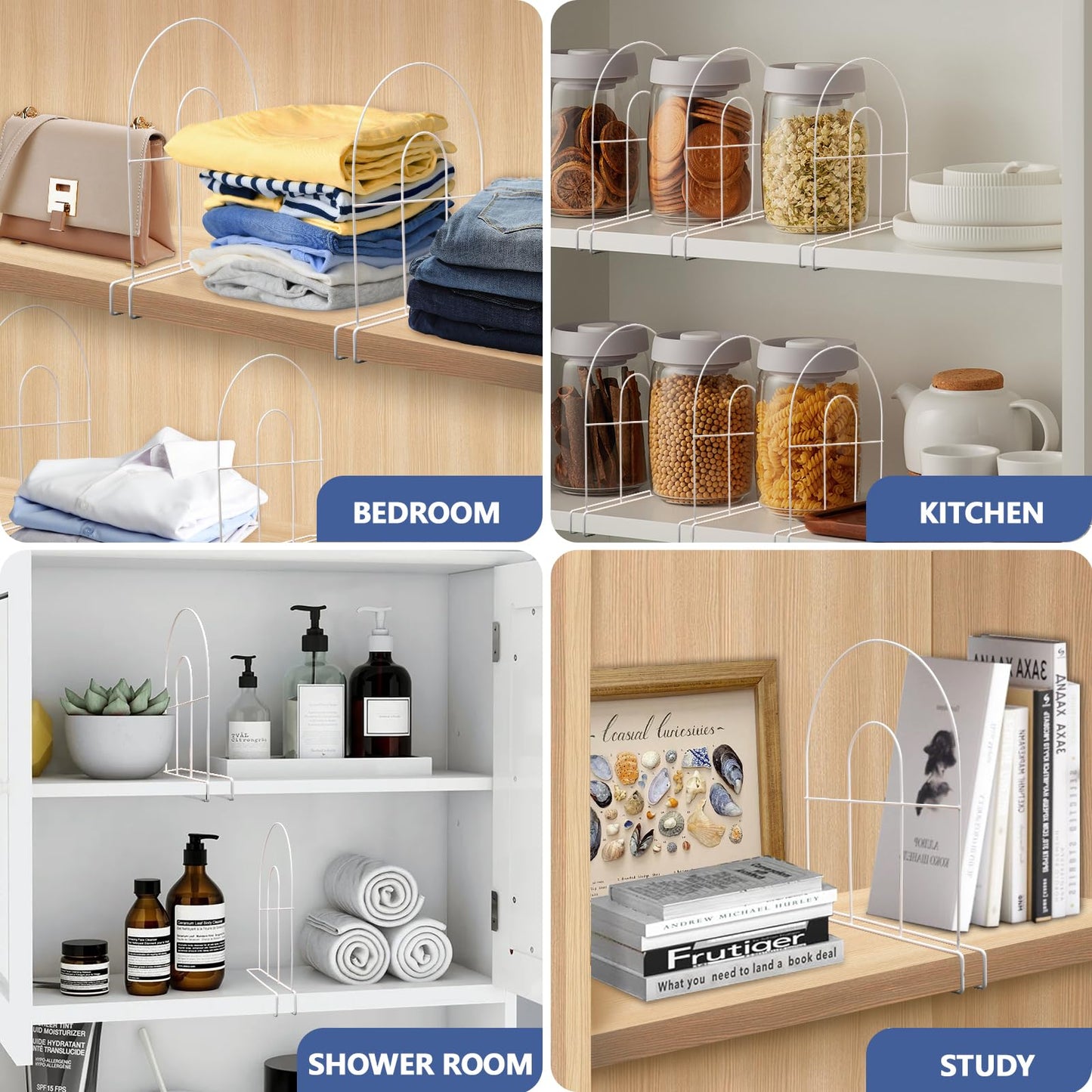 ziroland 12-Pack 12" Tall Shelf Dividers - Closet Shelf Organizer - Easy to Install - No Tool - White PE Coating Steel
