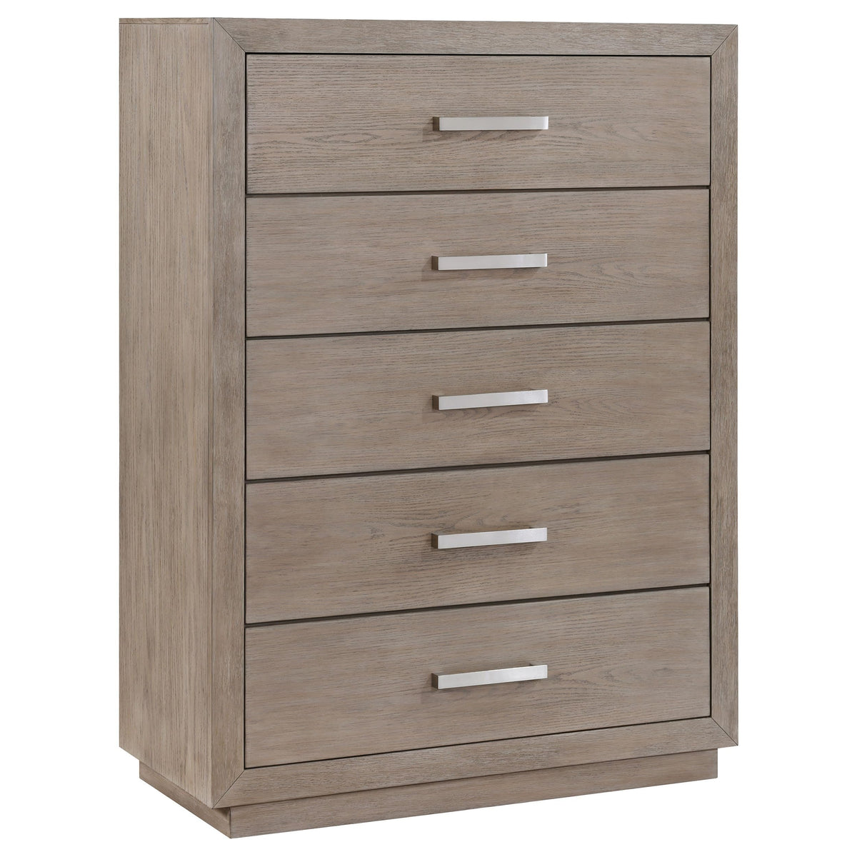 Coaster Home Furnishings - Kenora - Wood - 5-Drawer Chest with Chrome Bar Pulls, Mitered Trim and Recessed Base - Transitional - Bedroom - Barley Brown - 224855