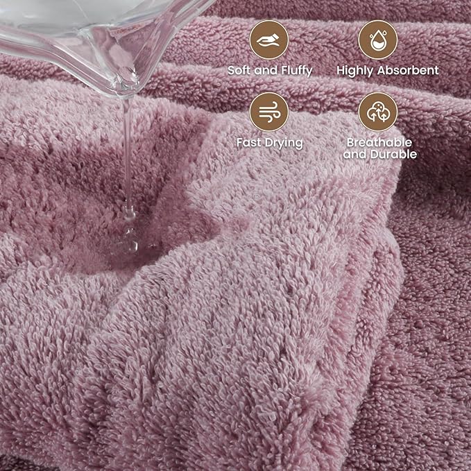 SEMAXE Purplish Red Bathroom Towel, 100% Cotton Bath Towel