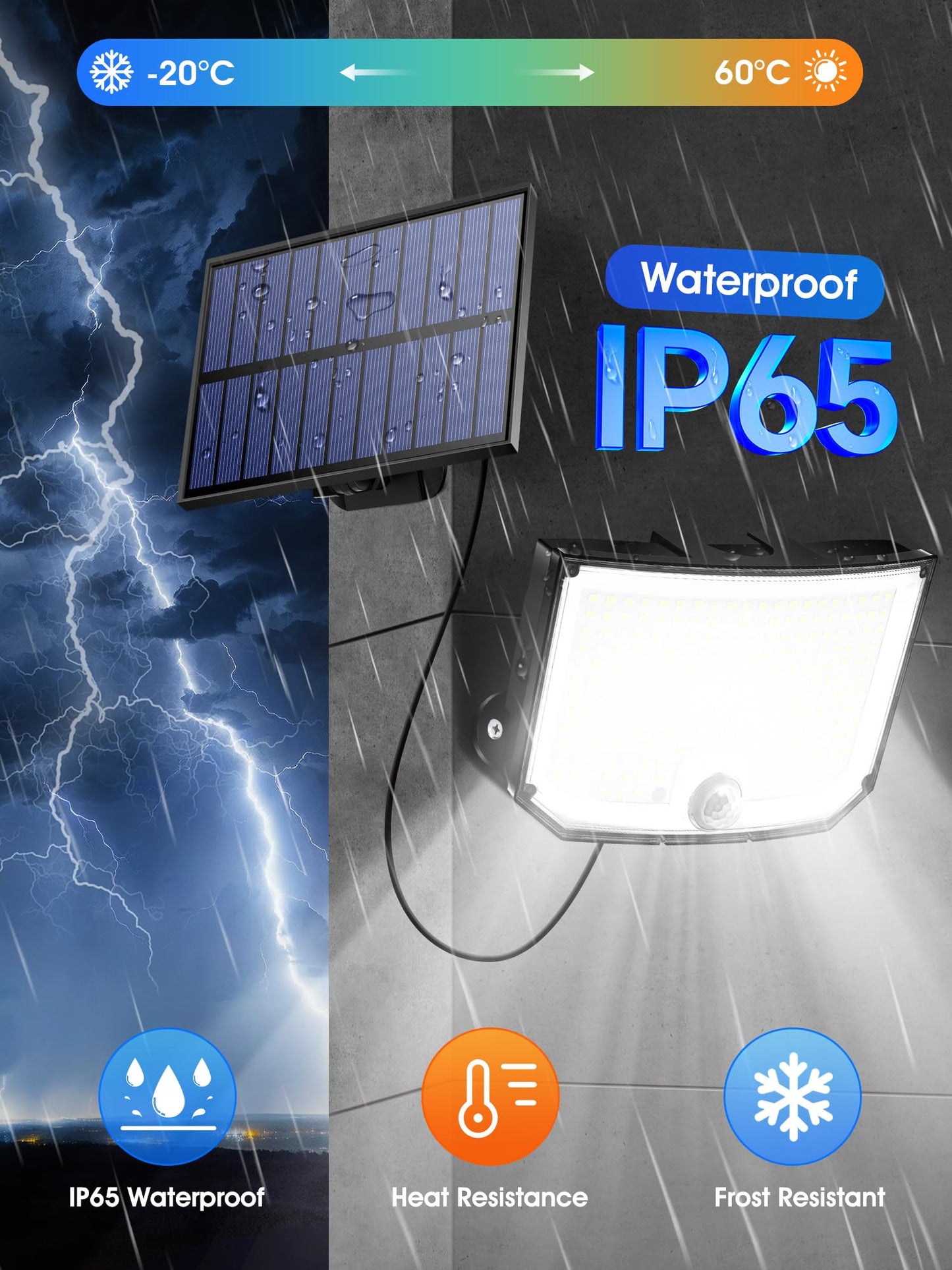 PIKOY Solar Lights Outdoor Lights, [238LED+3 Mode+Remote] Solar Security Lights Outdoor Motion Sensor 270°,IP65 2200mAh Outdoor Wall Lights