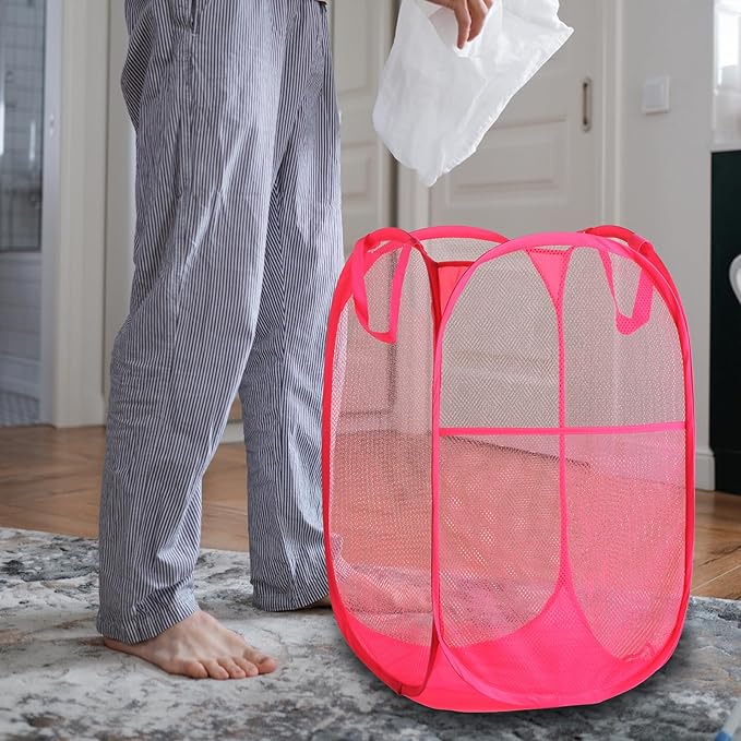 Foldable Mesh Popup Laundry Hamper, Laundry Basket Easy to Open and Fold
