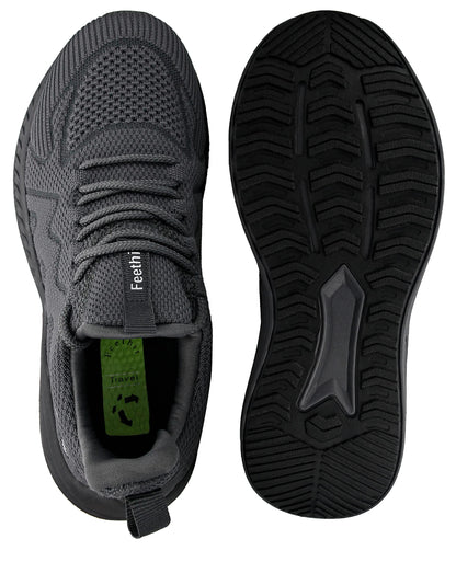 Feethit Trainers Men Running Shoes Tennis Sports Training Walking Gym Athletic Fitness Fashion Sneakers Trainers for Men Breathable Lightweight Comfortable Outdoor Shoes for Jogging Dark Grey UK 10