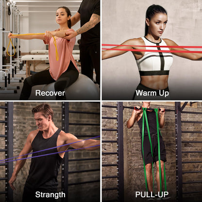 Odoland Pull Up Assist Bands, Pull Up Straps, Resistance Bands with Door Anchor and Handles, Stretch Mobility, Powerlifting and Extra Durable Exercise Bands with eGuide for Men and Lady C