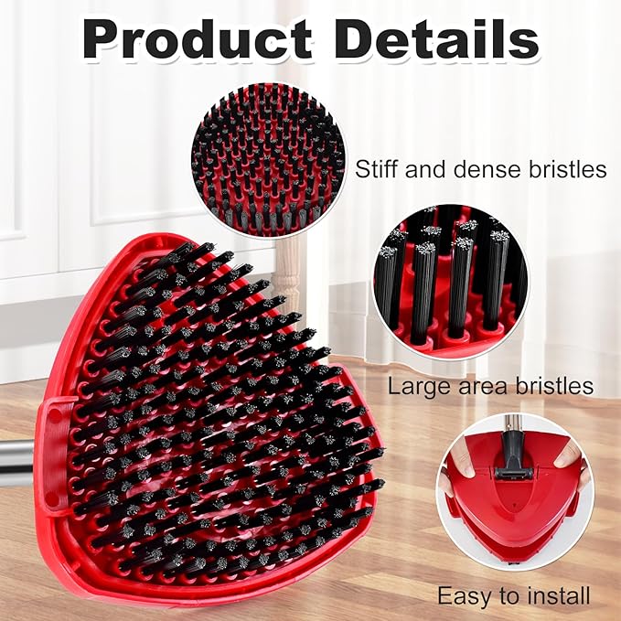 4 Part Stainless Steel Spin Mop Handles, Mop Base & Upgrade Scrub Brush Combo