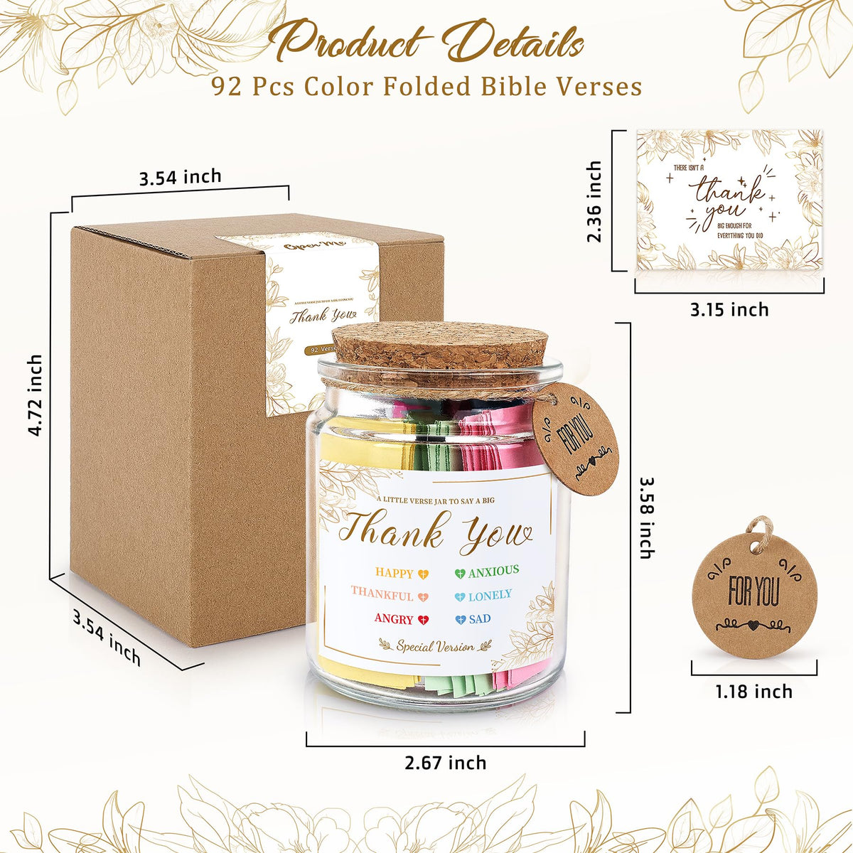 Thank You Gifts Bible Verse Jar – 92 Scripture Cards in Read Me When Bible Verses Jar, Christian Gratitude Gifts for Women Men, Inspirational Teacher Appreciation Gifts Mom Dad Friend Coworker Boss
