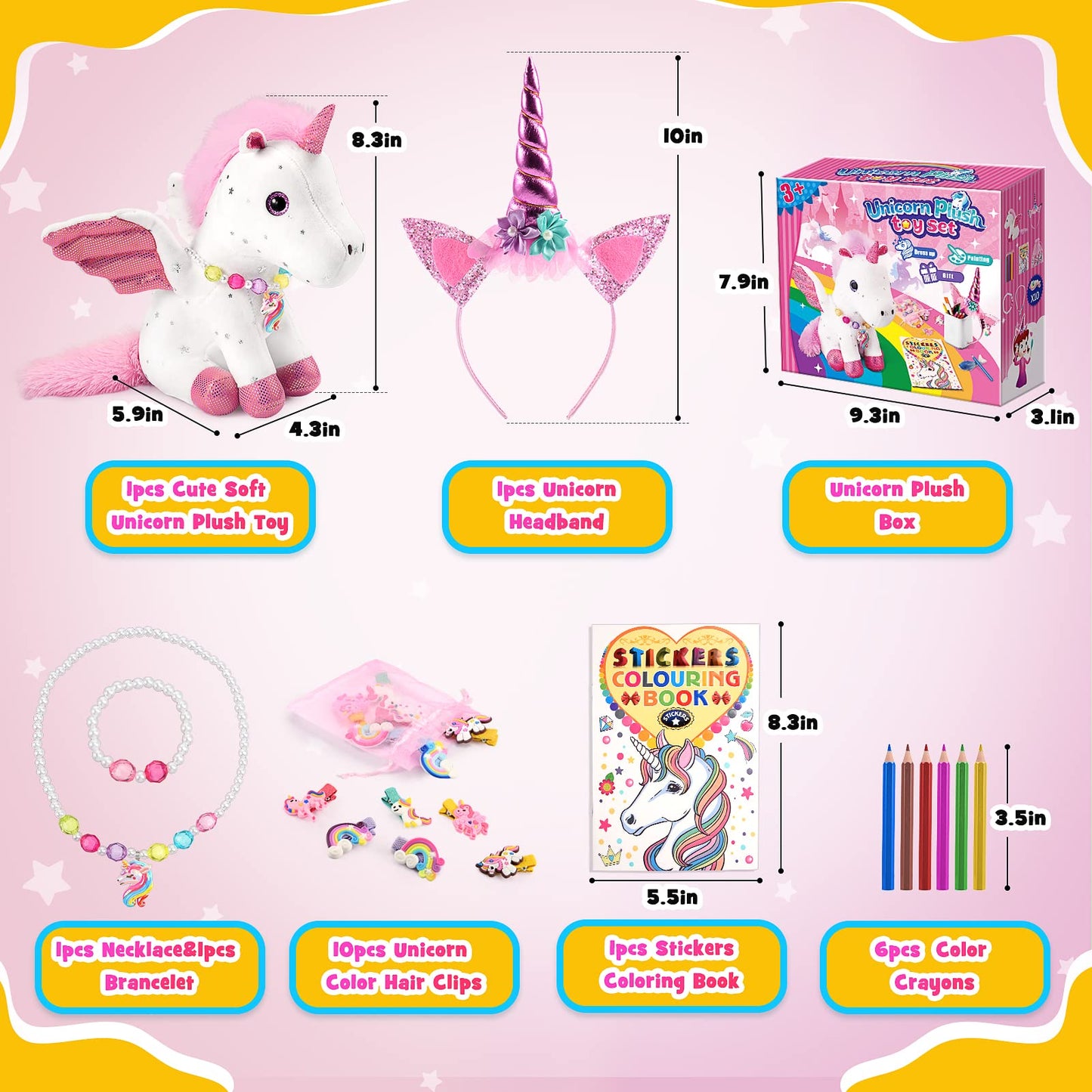 EUCOCO Unicorn Gifts for Girls Age 3-8, Unicorn Soft Toys for 3 4 5 6 7 Year Old Girls Stuffed Animals for Kids for 3-8 Year Old Girl Toys Kids Toy Age 3-8 Birthday