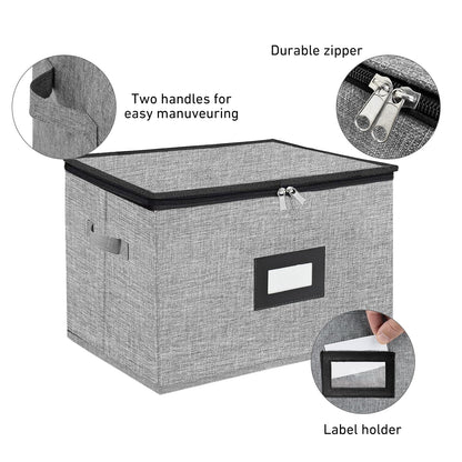 HURZMORO Wine Glass Storage Box with Dividers – Durable Oxford Fabric Stemware Case for 12 Highball Glasses,Stackable & Portable Wine Glass Storage Box with Handles & Zipper for Safe Moving (2-Pack)