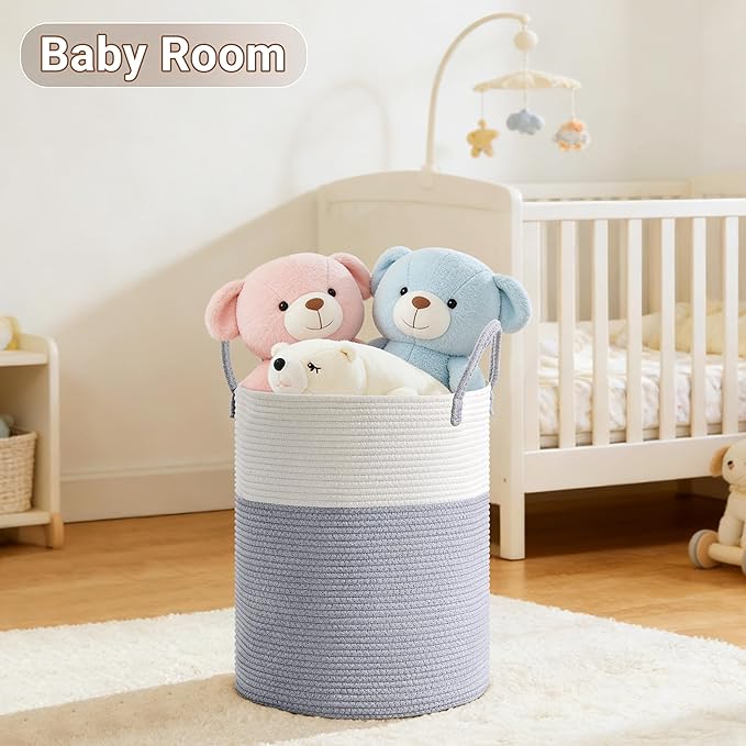 Tall Laundry Basket with Handles, 58L Portable Dirty Clothes Hamper, Boho