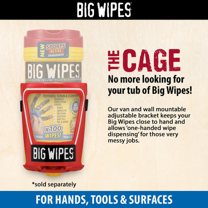 Big Wipes Heavy Duty Pro+ Hand Wipes x100 - Dispenser Tub | Removes Paint, Oil, PU Foam & Adhesives. Aloe Vera & Vitamin E Enriched, Dual-Sided Trade Wipes, Skin Safe, Tear Resistant