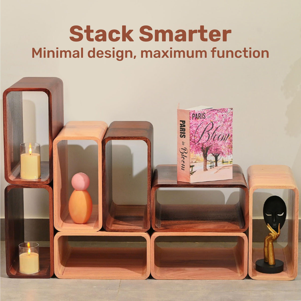 Contempa Wooden Cube Storage Book Shelf Organizer, Bookcase for Bedroom, Livingroom, Dormroom, Home Office, Studyroom, Home Decor and Contemporary Spaces (Walnut | Pack of 1)