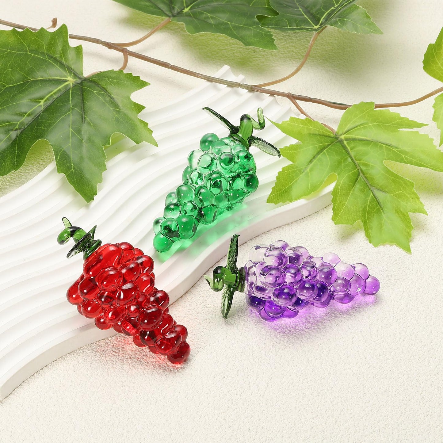 uxcell Crystal Grape Figurine, 3.7" Artificial Fruit Statue Crystal Ornaments Paperweight Glass Collectible Adornments for Home Office Centerpiece Decor, Purple